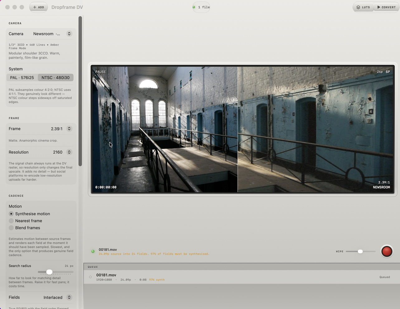 A 2.39:1 anamorphic matte applied